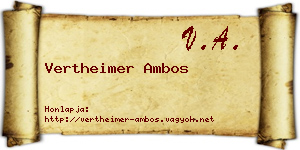 Vertheimer Ambos névjegykártya